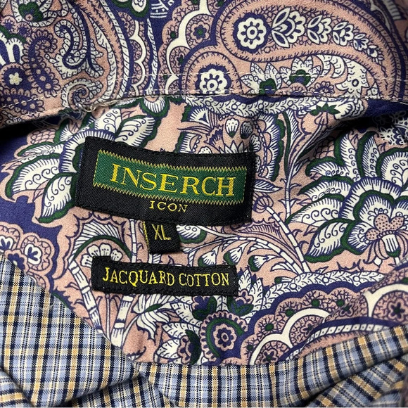 INSERCH Men’s Short Sleeve Multi Color Plaid Shirt - Slim Fit - Size XL - EUC - Picture 9 of 11